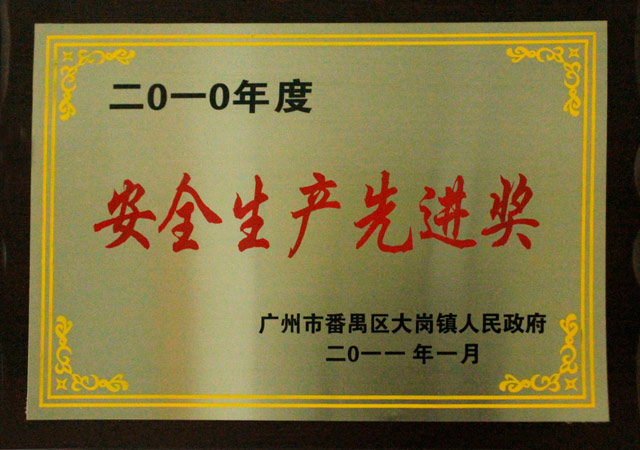 2010年度安全生產(chǎn)先進獎