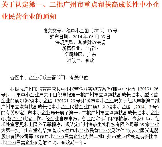 市重點幫扶高成長性中小企業(yè)